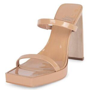 Jeffrey Campbell Hustler Heels Dusty Nude‎ Patent Leather Shoes Womens Size 10
